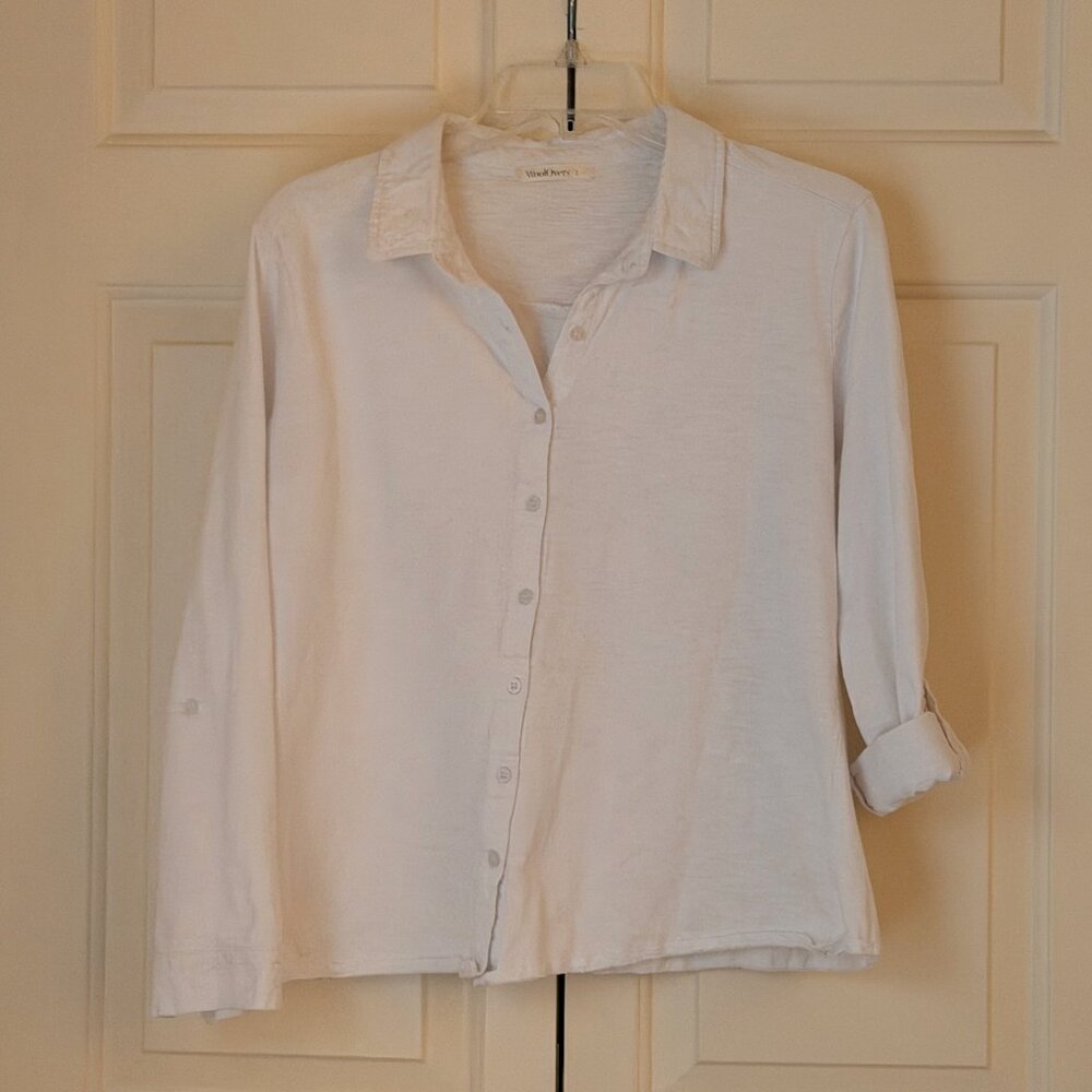 WoolOvers White button down shirt, 100% cotton, size Large
